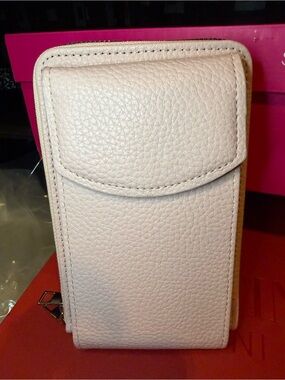Leather Phone Crossbody Wallet - Light Pink